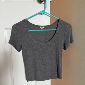 Gray Scoop Neck Women's Top